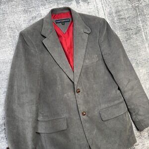 Tommy Hilfiger Blazer Mens 42 Gray Corduroy Sport Coat Throat Latch Vintage 90s